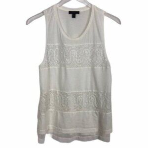 J. Crew | Women's White Sleeveless Scoop Neck Crochet Tank Jersey Size Medium